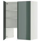 METOD Wandschrank f Dunstabzug/Boden/Tür, weiß/Kallarp Hochglanz dunkel graugrün, 80x100 cm