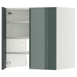 METOD Wandschrank f Dunstabzug/Boden/Tür, weiß/Kallarp Hochglanz dunkel graugrün, 60x60 cm