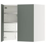 METOD Wandschrank f Dunstabzug/Boden/Tür, weiß/Nickebo matt graugrün, 60x60 cm