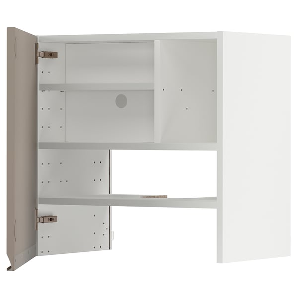 METOD Wandschrank f Dunstabzug/Boden/Tür, weiß/Upplöv matt dunkelbeige, 60x60 cm