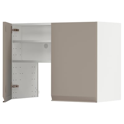 METOD Wandschrank f Dunstabzug/Boden/Tür, weiß/Upplöv matt dunkelbeige, 80x60 cm