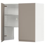 METOD Wandschrank f Dunstabzug/Boden/Tür, weiß/Upplöv matt dunkelbeige, 80x80 cm