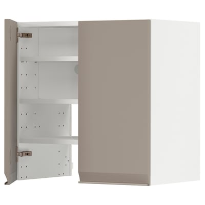 METOD Wandschrank f Dunstabzug/Boden/Tür, weiß/Upplöv matt dunkelbeige, 60x60 cm