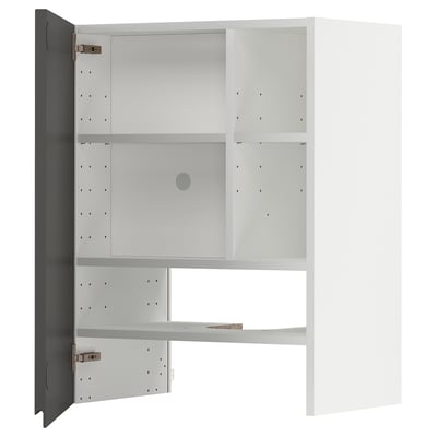 METOD Wandschrank f Dunstabzug/Boden/Tür, weiß/Voxtorp dunkelgrau, 60x80 cm