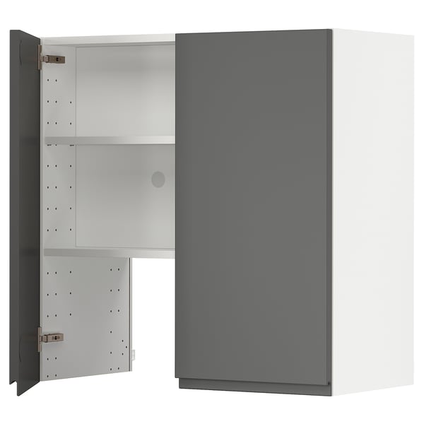 METOD Wandschrank f Dunstabzug/Boden/Tür, weiß/Voxtorp dunkelgrau, 80x80 cm