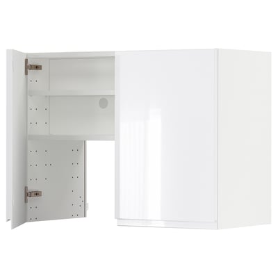 METOD Wandschrank f Dunstabzug/Boden/Tür, weiß/Voxtorp Hochglanz/weiß, 80x60 cm
