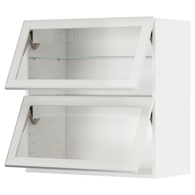 METOD Wandschrank horiz. m 2 Glastüren, weiß/Hejsta weißes Klarglas, 80x80 cm