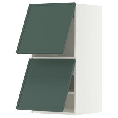 METOD Wandschrank horiz. m 2 Türen, weiß/Aspudden dunkel graugrün, 40x80 cm