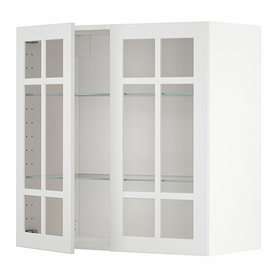 METOD Wandschrank mit Böden/2 Glastüren, weiß/Stensund weiß, 80x80 cm