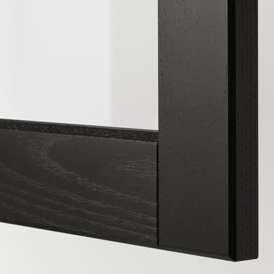 METOD Wandschrank mit Böden/4 Glastüren, weiß/Lerhyttan schwarz lasiert, 80x100 cm