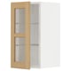 METOD Wandschrank mit Böden/Glastür, weiß/Forsbacka Eiche, 30x60 cm