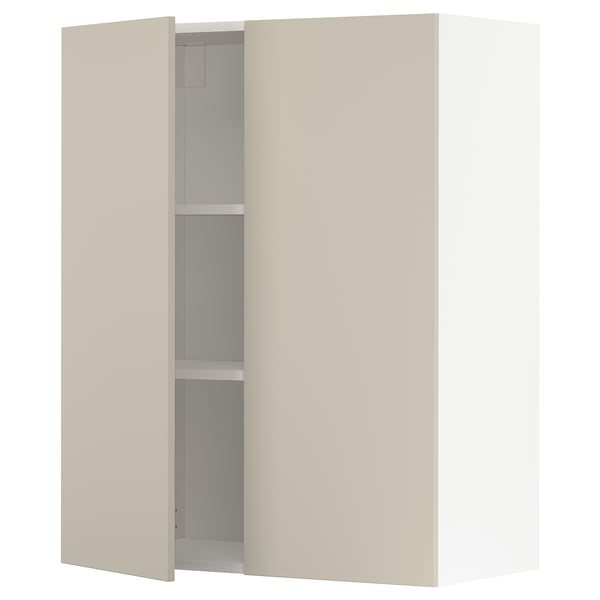 METOD Wandschrank mit Böden und 2 Türen, weiß/Havstorp beige, 80x100 cm