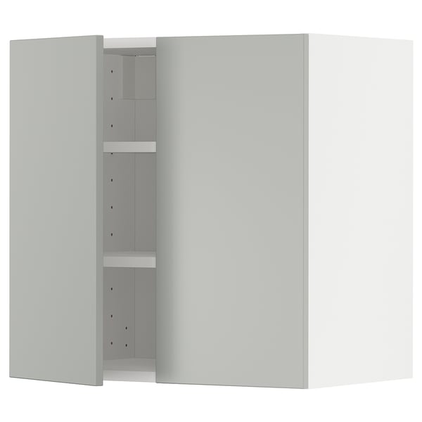 METOD Wandschrank mit Böden und 2 Türen, weiß/Havstorp hellgrau, 60x60 cm