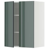 METOD Wandschrank mit Böden und 2 Türen, weiß/Kallarp Hochglanz dunkel graugrün, 60x80 cm