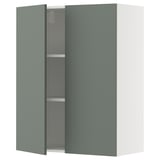 METOD Wandschrank mit Böden und 2 Türen, weiß/Nickebo matt graugrün, 80x100 cm