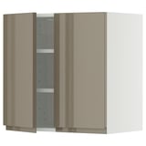 METOD Wandschrank mit Böden und 2 Türen, weiß/Voxtorp Hochglanz dunkel graubraun, 60x60 cm