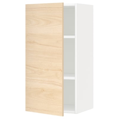 METOD Wandschrank mit Böden, weiß/Askersund Eschenachbildung hell, 40x80 cm