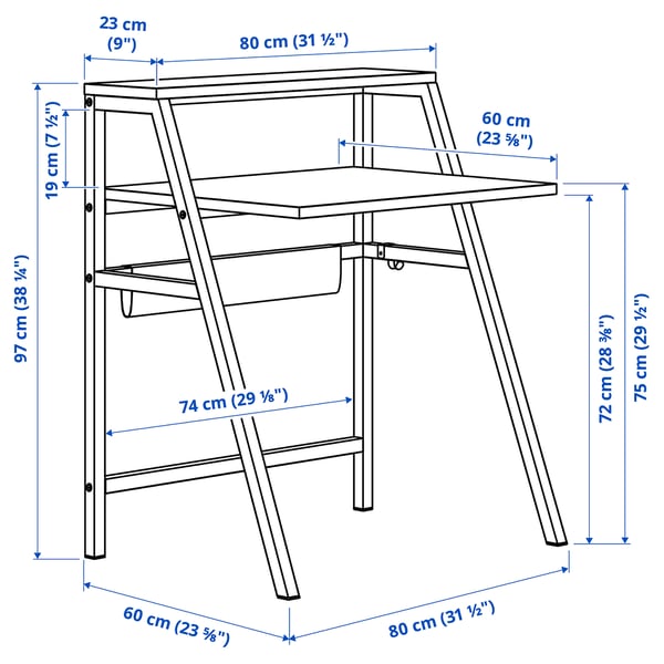 MITTPLAN Schreibtisch, weiß, 80x60 cm