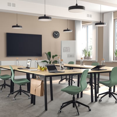 MITTZON Konferenztisch, Birkenfurnier/schwarz, 140x68x75 cm