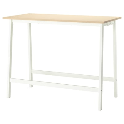 MITTZON Konferenztisch, Birkenfurnier/weiß, 140x68x105 cm