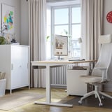 MITTZON Schreibtisch, Birkenfurnier weiß, 160x80 cm