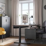 MITTZON Schreibtisch, Nussbaumfurnier/schwarz, 160x80 cm