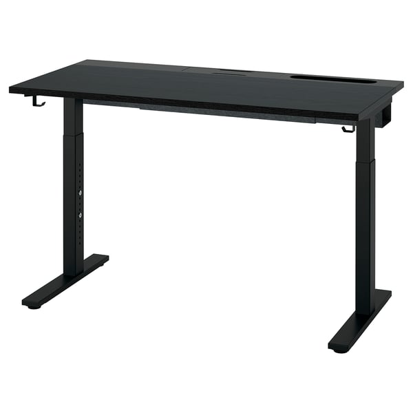 MITTZON Schreibtisch, schwarz lasiert Eschenfurnier/schwarz, 120x60 cm