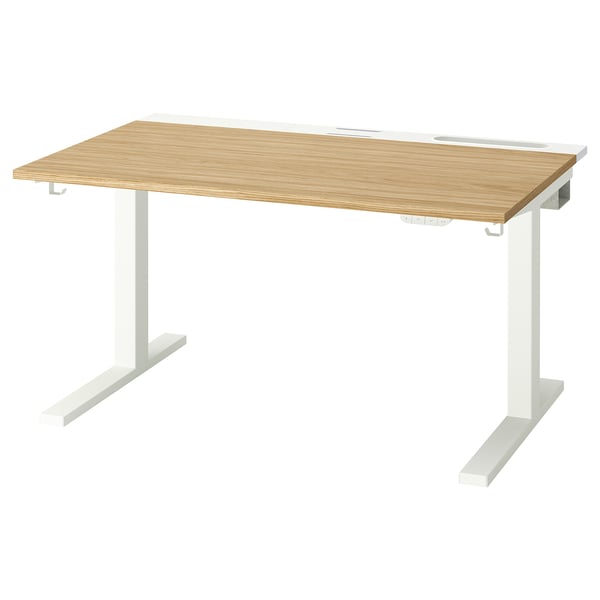 MITTZON Schreibtisch sitz/steh, elektrisch Eichenfurnier/weiß, 120x80 cm