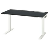 MITTZON Schreibtisch sitz/steh, elektrisch schwarz gebeiztes Eschenfurnier/schwarz weiß, 120x60 cm