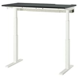 MITTZON Schreibtisch sitz/steh, elektrisch schwarz gebeiztes Eschenfurnier/schwarz weiß, 120x60 cm