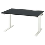 MITTZON Schreibtisch sitz/steh, elektrisch schwarz gebeiztes Eschenfurnier/schwarz weiß, 120x80 cm
