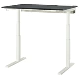 MITTZON Schreibtisch sitz/steh, elektrisch schwarz gebeiztes Eschenfurnier/schwarz weiß, 120x80 cm