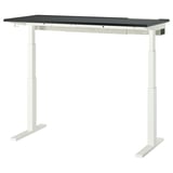 MITTZON Schreibtisch sitz/steh, elektrisch schwarz gebeiztes Eschenfurnier/schwarz weiß, 140x60 cm