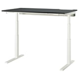 MITTZON Schreibtisch sitz/steh, elektrisch schwarz gebeiztes Eschenfurnier/schwarz weiß, 140x80 cm