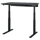 MITTZON Schreibtisch sitz/steh, elektrisch schwarz gebeiztes Eschenfurnier/schwarz, 120x80 cm