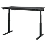 MITTZON Schreibtisch sitz/steh, elektrisch schwarz gebeiztes Eschenfurnier/schwarz, 160x80 cm
