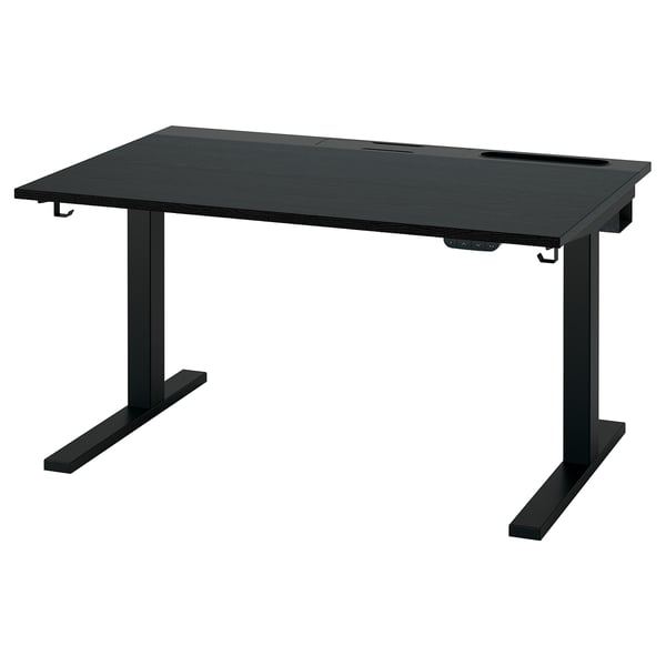 MITTZON Schreibtisch sitz/steh, elektrisch schwarz gebeiztes Eschenfurnier/schwarz, 120x80 cm