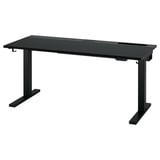 MITTZON Schreibtisch sitz/steh, elektrisch schwarz gebeiztes Eschenfurnier/schwarz, 140x60 cm