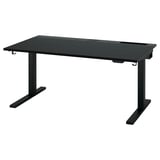 MITTZON Schreibtisch sitz/steh, elektrisch schwarz gebeiztes Eschenfurnier/schwarz, 140x80 cm