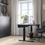 MITTZON Schreibtisch sitz/steh, elektrisch schwarz gebeiztes Eschenfurnier/schwarz, 120x80 cm