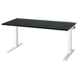 MITTZON Schreibtisch sitz/steh, elektrisch schwarz gebeiztes Eschenfurnier/weiß, 140x80 cm