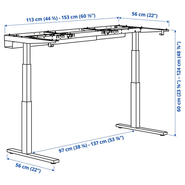 MITTZON Untergest. f Schreibtisch sitz/steh, elektrisch/schwarz, 120/140/160x60 cm