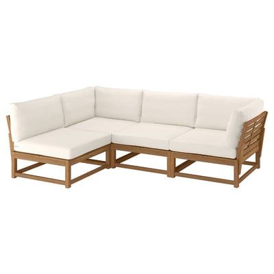 NÄMMARÖ Ecksofa 3-sitzig, für draußen hellbraun lasiert/Frösön/Duvholmen beige, 264 cm