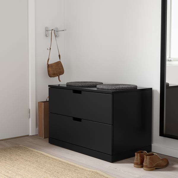 NORDLI Kommode mit 2 Schubladen, anthrazit, 80x54 cm