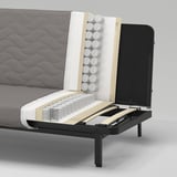 NYHAMN 3er-Bettsofa, mit Federkernmatratze/Knisa grau/beige