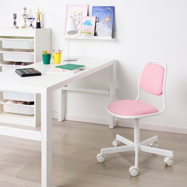 ÖRFJÄLL Schreibtischstuhl für Kinder, weiß/Vissle rosa
