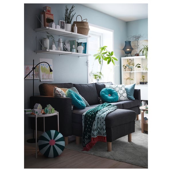 PÄRUP 3er-Sofa mit Récamiere, Gunnared dunkelgrau