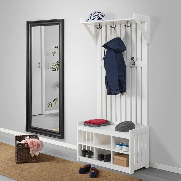 PANGET Garderobenständer mit Bank, weiß, 85x41x200 cm