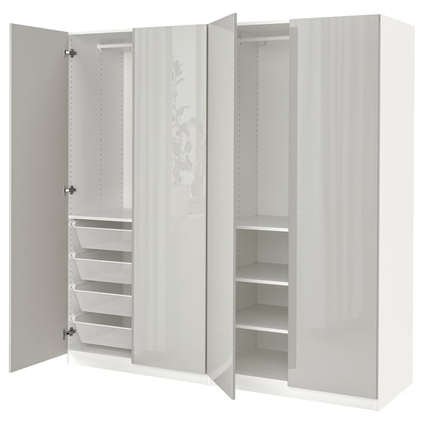PAX / FARDAL Kleiderschrank, weiß/Hgl hgra, 200x60x201 cm