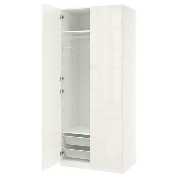 PAX / FARDAL Schrankkombination, weiß Hochglanz weiß/weiß, 100x60x236 cm